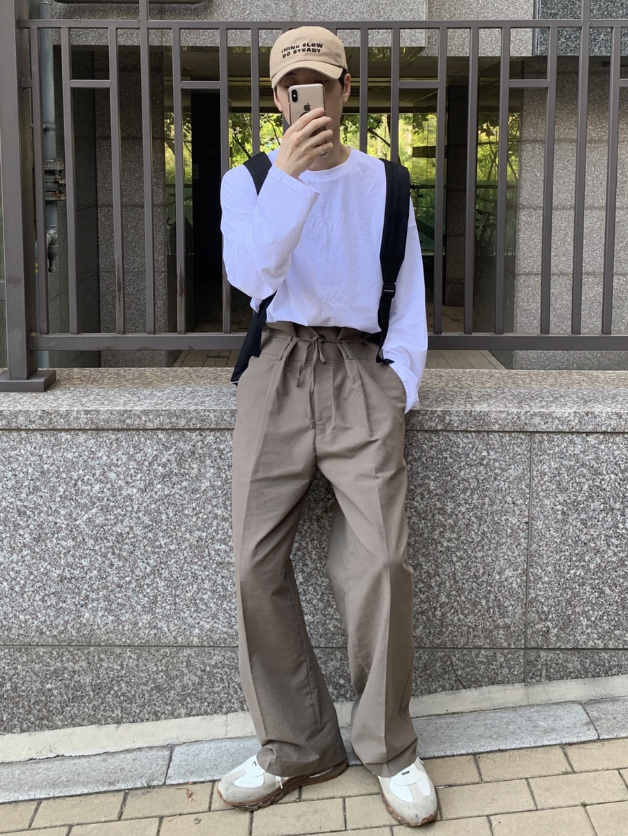 Overwide linen high string pants