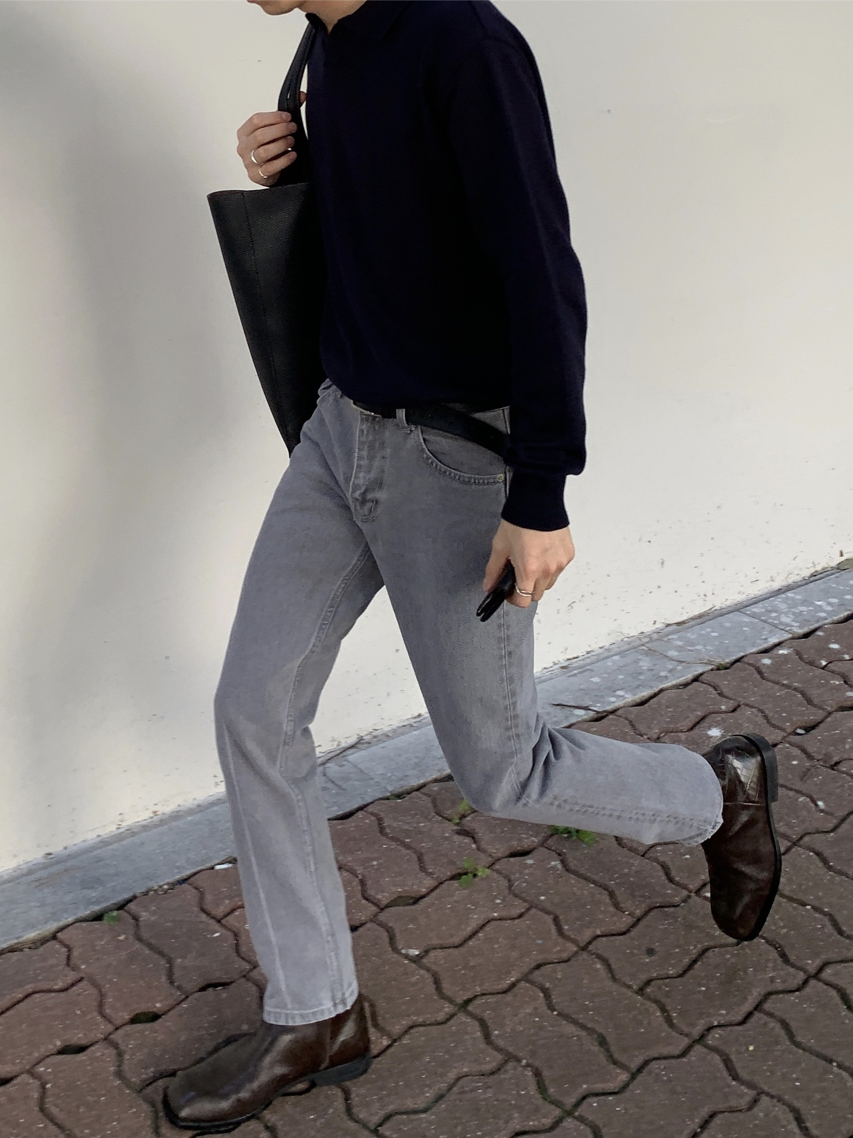 Mind slim straight grey jean