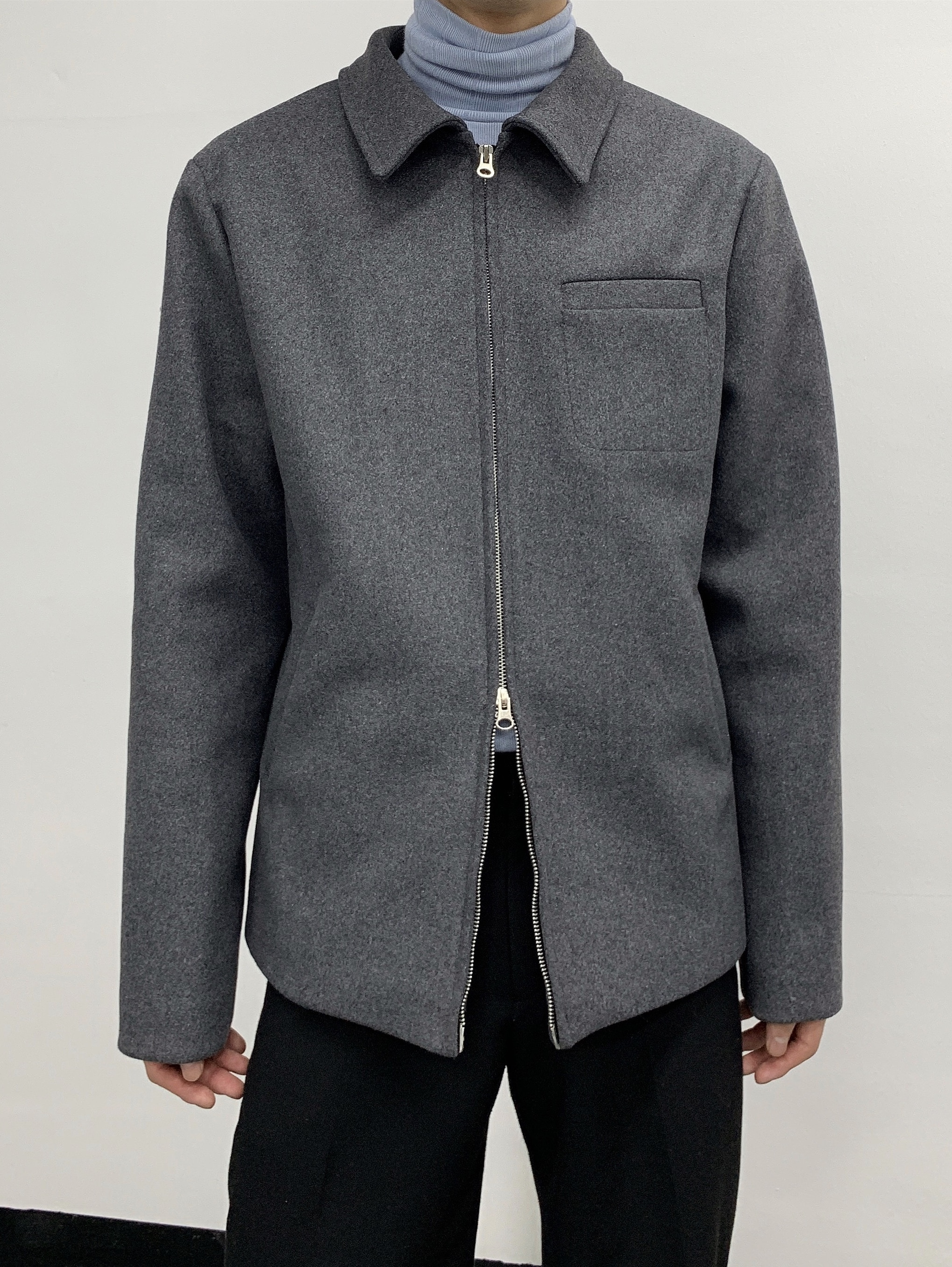 Minimal zip up collar jacket wool version[SALE]