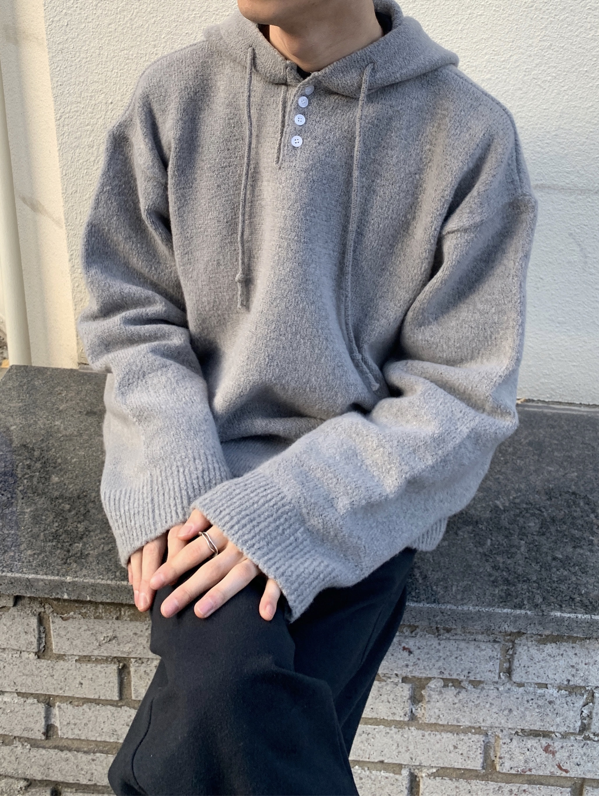 To button hoody knit