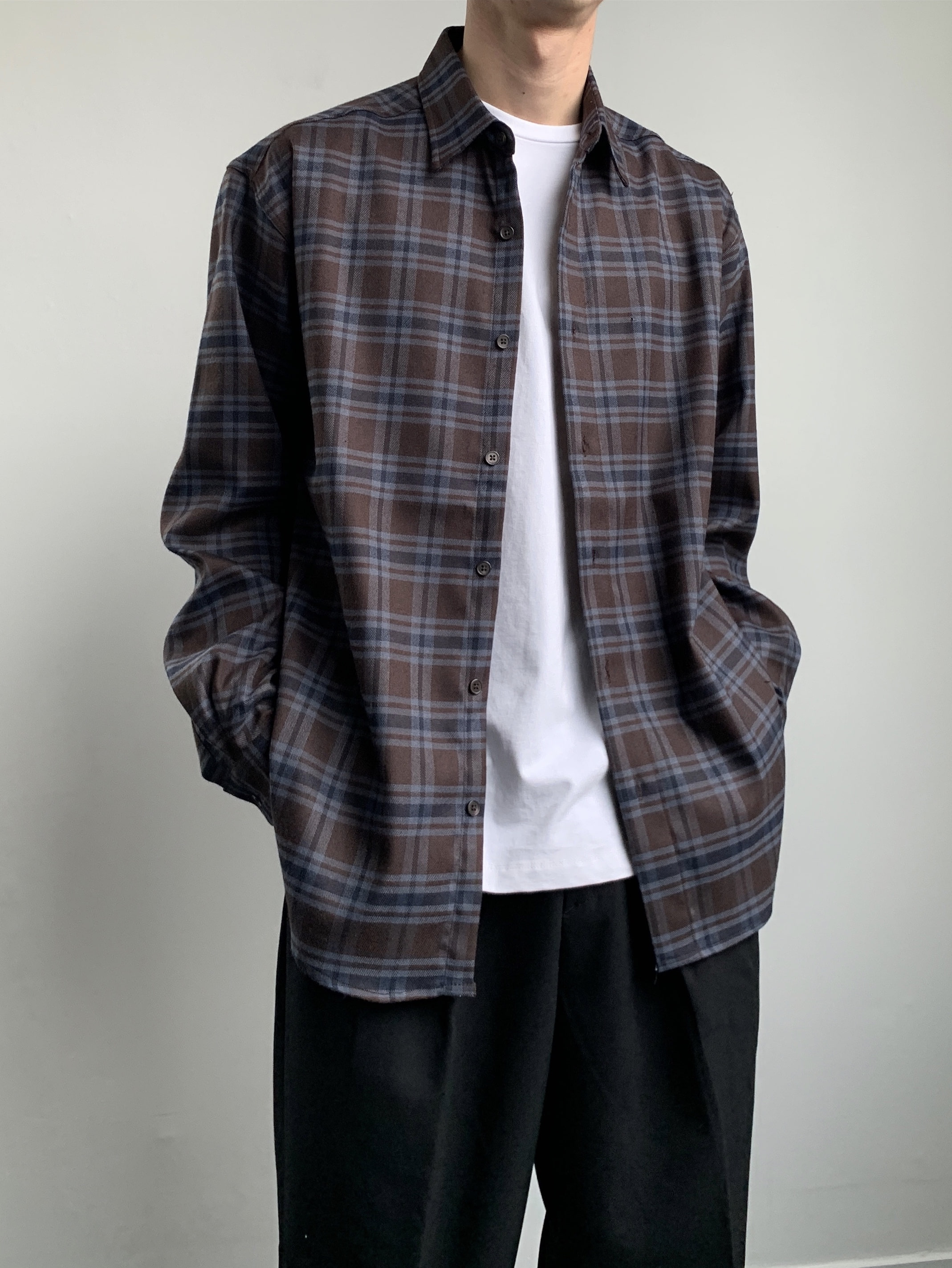 In semiover wool checked shirts[SALE SALE SALE]