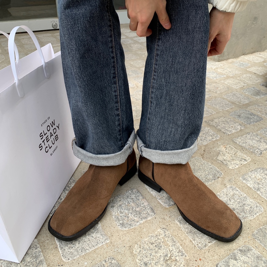 Hn suede flat suare chelsea boots