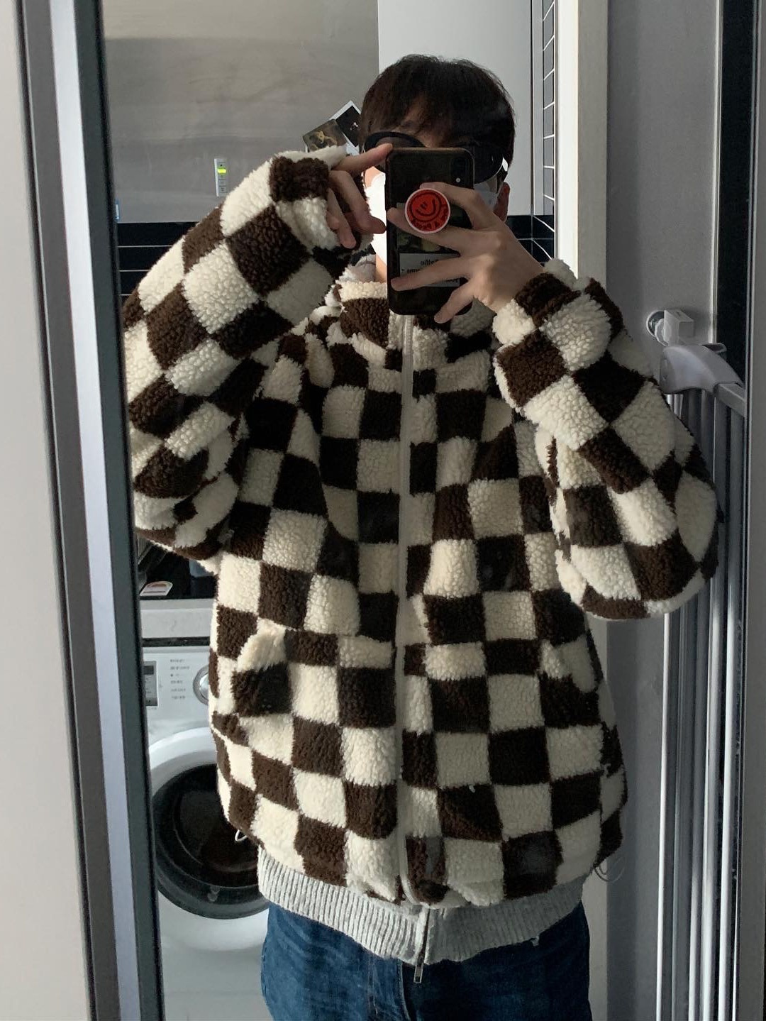 Rn checker board fleece jumper