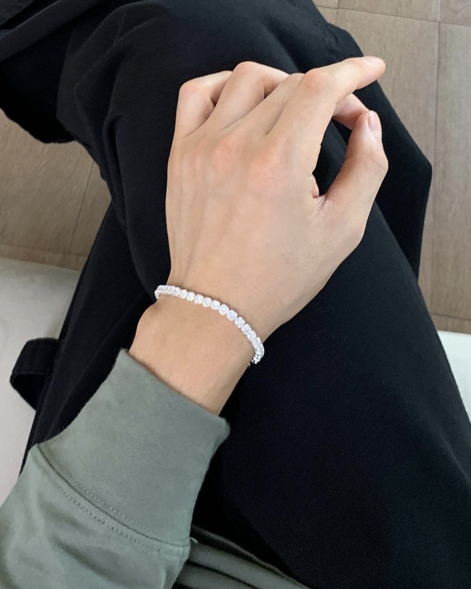 Silver925 white shine unisex bracelet